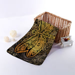 Gold Boho Dragonfly Print Towel