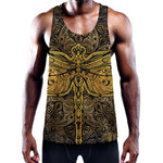 Gold Boho Dragonfly Print Training Tank Top