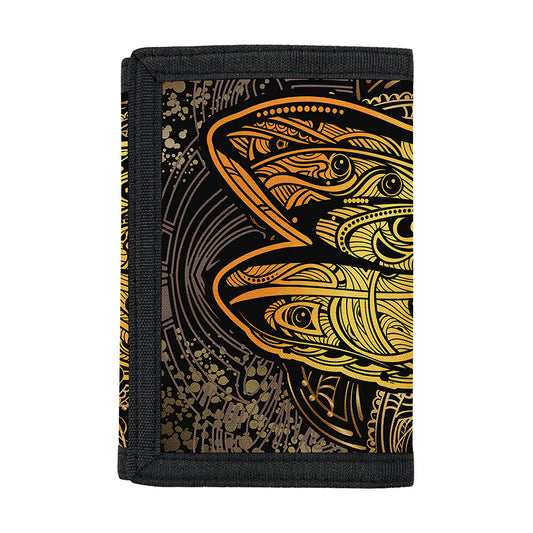 Gold Boho Dragonfly Print Trifold Wallet
