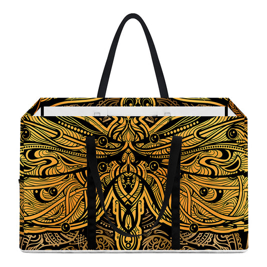 Gold Boho Dragonfly Print Utility Tote Bag