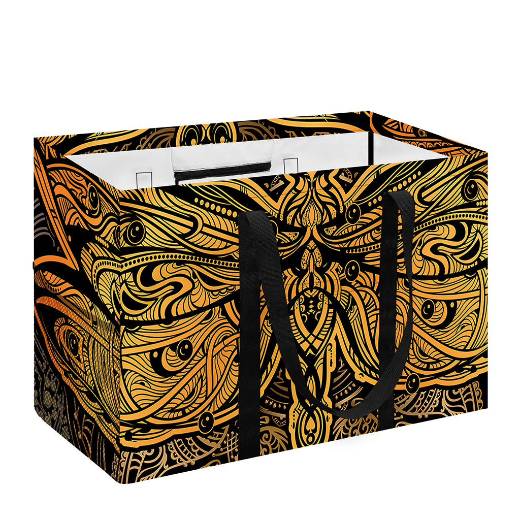 Gold Boho Dragonfly Print Utility Tote Bag