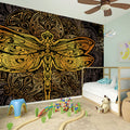 Gold Boho Dragonfly Print Wall Sticker