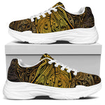 Gold Boho Dragonfly Print White Chunky Shoes