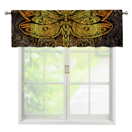 Gold Boho Dragonfly Print Window Valance