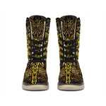 Gold Boho Dragonfly Print Winter Boots
