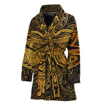 Gold Boho Dragonfly Print Women's Bathrobe