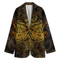 Gold Boho Dragonfly Print Women's Blazer