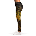 Gold Boho Dragonfly Print Women's Leggings