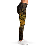 Gold Boho Dragonfly Print Women's Leggings