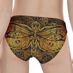 Gold Boho Dragonfly Print Women's Panties