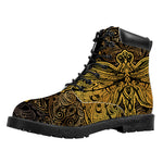 Gold Boho Dragonfly Print Work Boots