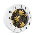 Gold Cannabis Leaf Pattern Print Alarm Clock