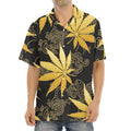 Gold Cannabis Leaf Pattern Print Aloha Shirt