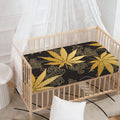 Gold Cannabis Leaf Pattern Print Baby Crib Sheet