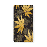 Gold Cannabis Leaf Pattern Print Baby Crib Sheet