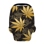 Gold Cannabis Leaf Pattern Print Baby Seat Cover