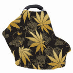 Gold Cannabis Leaf Pattern Print Baby Seat Cover