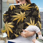 Gold Cannabis Leaf Pattern Print Baby Seat Cover