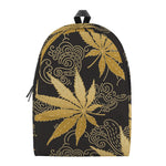Gold Cannabis Leaf Pattern Print Backpack
