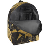 Gold Cannabis Leaf Pattern Print Backpack