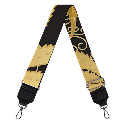 Gold Cannabis Leaf Pattern Print Bag Strap