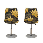 Gold Cannabis Leaf Pattern Print Bar Stool Covers