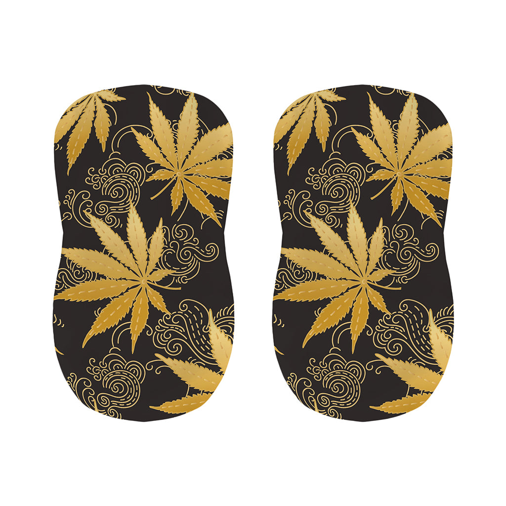 Gold Cannabis Leaf Pattern Print Bar Stool Covers