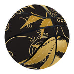 Gold Cannabis Leaf Pattern Print Basketball