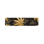Gold Cannabis Leaf Pattern Print Bed Runner