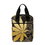 Gold Cannabis Leaf Pattern Print Bible Tote Bag