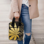 Gold Cannabis Leaf Pattern Print Bible Tote Bag