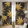 Gold Cannabis Leaf Pattern Print Dimout Pencil Pleat Curtains