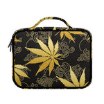Gold Cannabis Leaf Pattern Print Briefcase Bible Bag