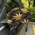 Gold Cannabis Leaf Pattern Print Car Side Mirror Covers