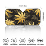 Gold Cannabis Leaf Pattern Print Car Windshield Sun Shade