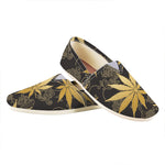 Gold Cannabis Leaf Pattern Print Casual Shoes
