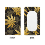 Gold Cannabis Leaf Pattern Print Changing Pad Cover