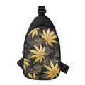 Gold Cannabis Leaf Pattern Print Sling Bag