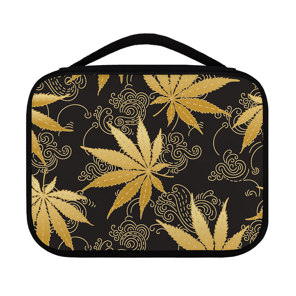 Gold Cannabis Leaf Pattern Print Classic Bible Case