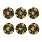 Gold Cannabis Leaf Pattern Print Coaster Set