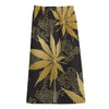 Gold Cannabis Leaf Pattern Print Cotton Front Slit Maxi Skirt