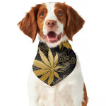 Gold Cannabis Leaf Pattern Print Dog Bandana