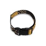 Gold Cannabis Leaf Pattern Print Dog Collar