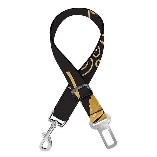 Gold Cannabis Leaf Pattern Print Dog Seat Belt