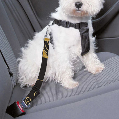 Gold Cannabis Leaf Pattern Print Dog Seat Belt