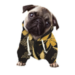 Gold Cannabis Leaf Pattern Print Dog Zip Up Hoodie