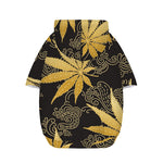 Gold Cannabis Leaf Pattern Print Dog Zip Up Hoodie