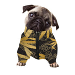Gold Cannabis Leaf Pattern Print Dog Zip Up Jacket