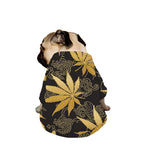 Gold Cannabis Leaf Pattern Print Dog Zip Up Jacket