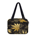 Gold Cannabis Leaf Pattern Print Double Strap Bible Bag
